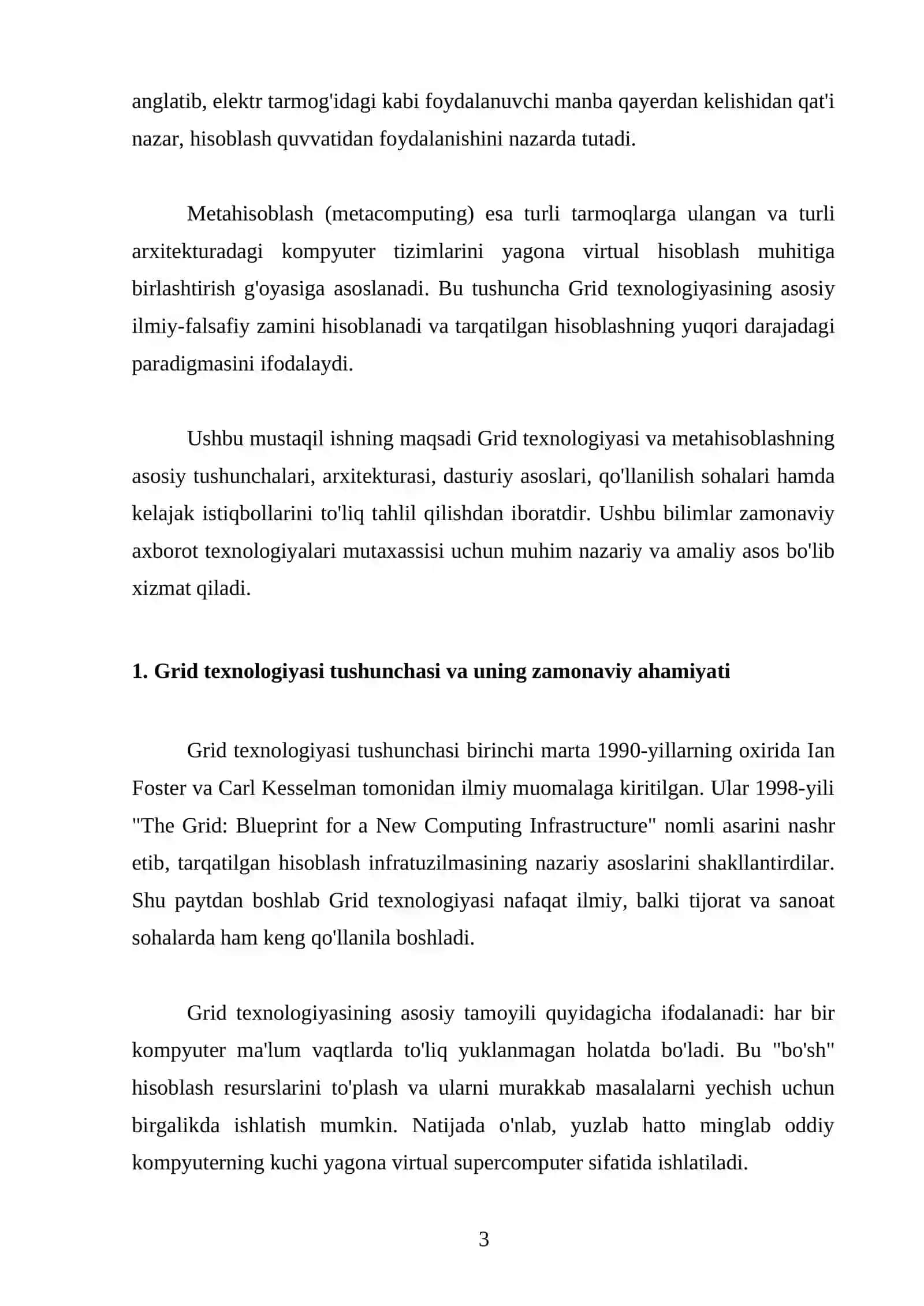 Grid – texnologiyasi va metahisoblash 3