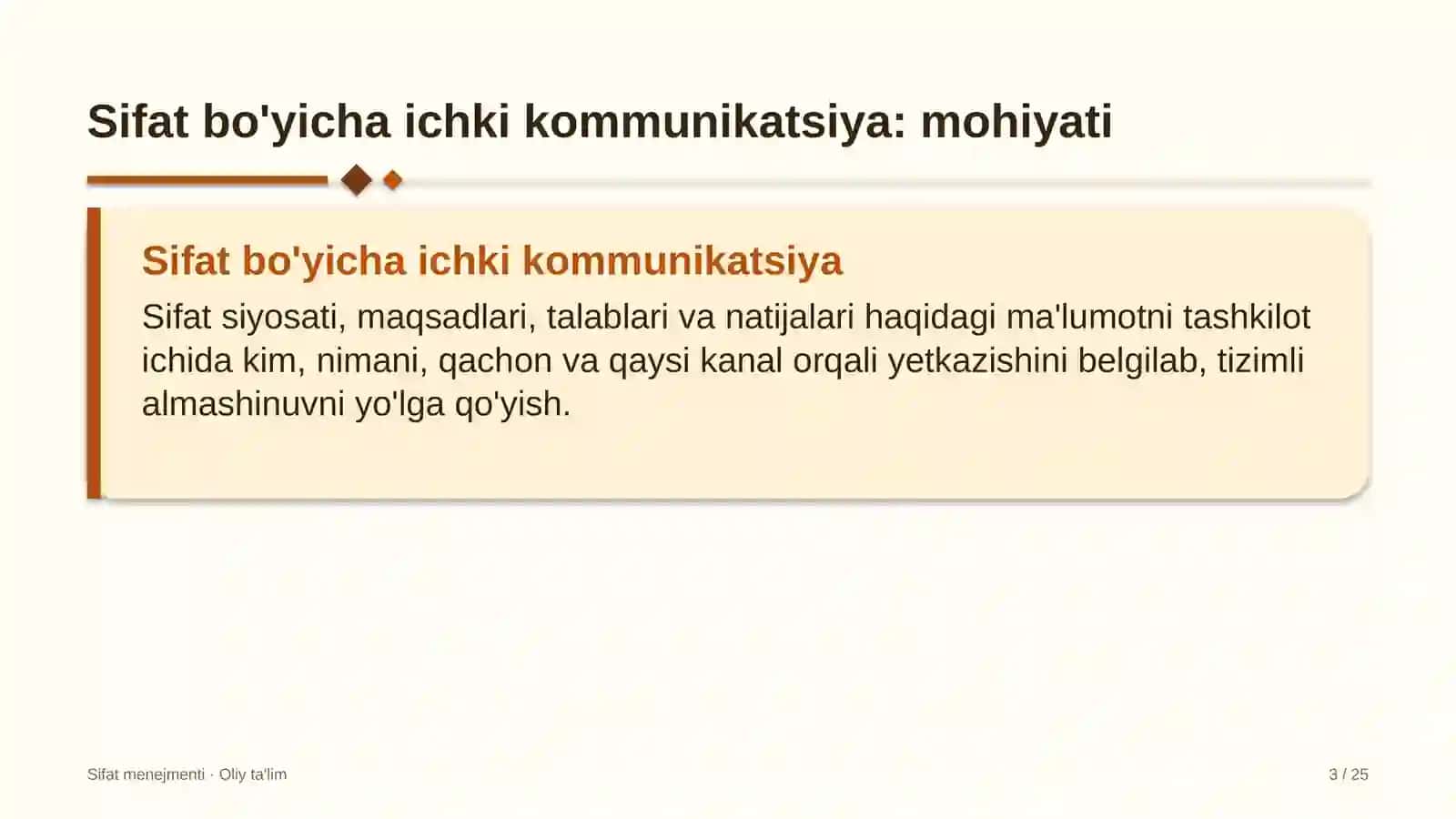 Chakana savdoda sifat bo'yicha ichki kommunikatsiyalarni yo'lga qo'yish 3
