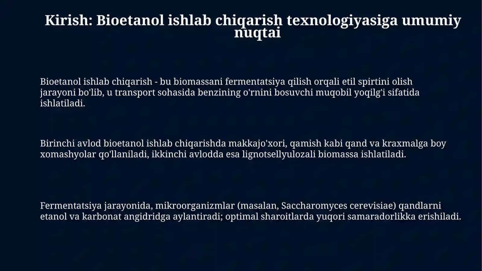 Bioetanol olish texnologiyasi 3