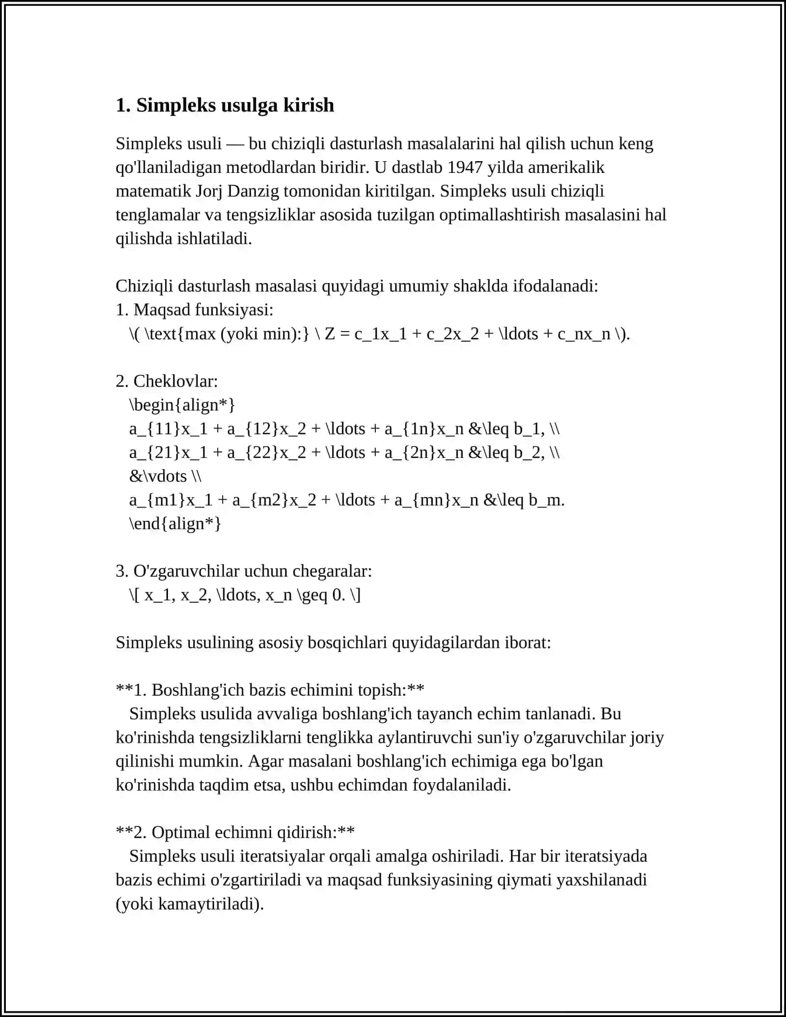 IQTISODIY MASALALARNI SIMPLEKS USULDA YECHISH 3