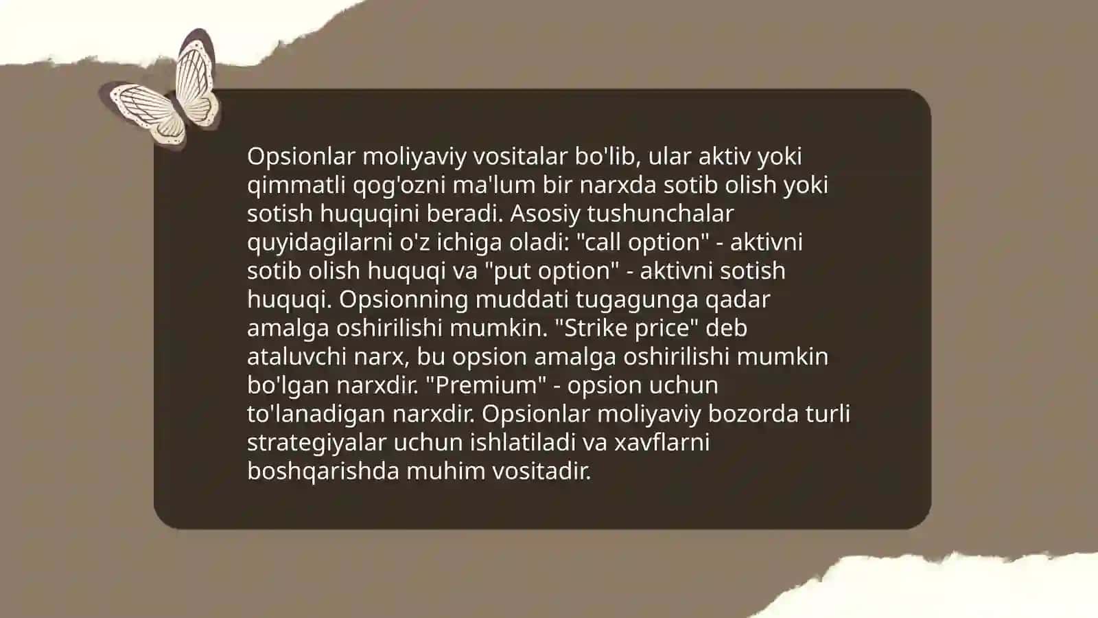 Opsionlar mohiyati va qo' llanilishi 3