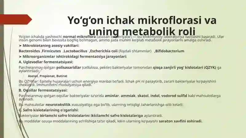 Yo’g’on ichakning biokimyoviy faoliyati 3