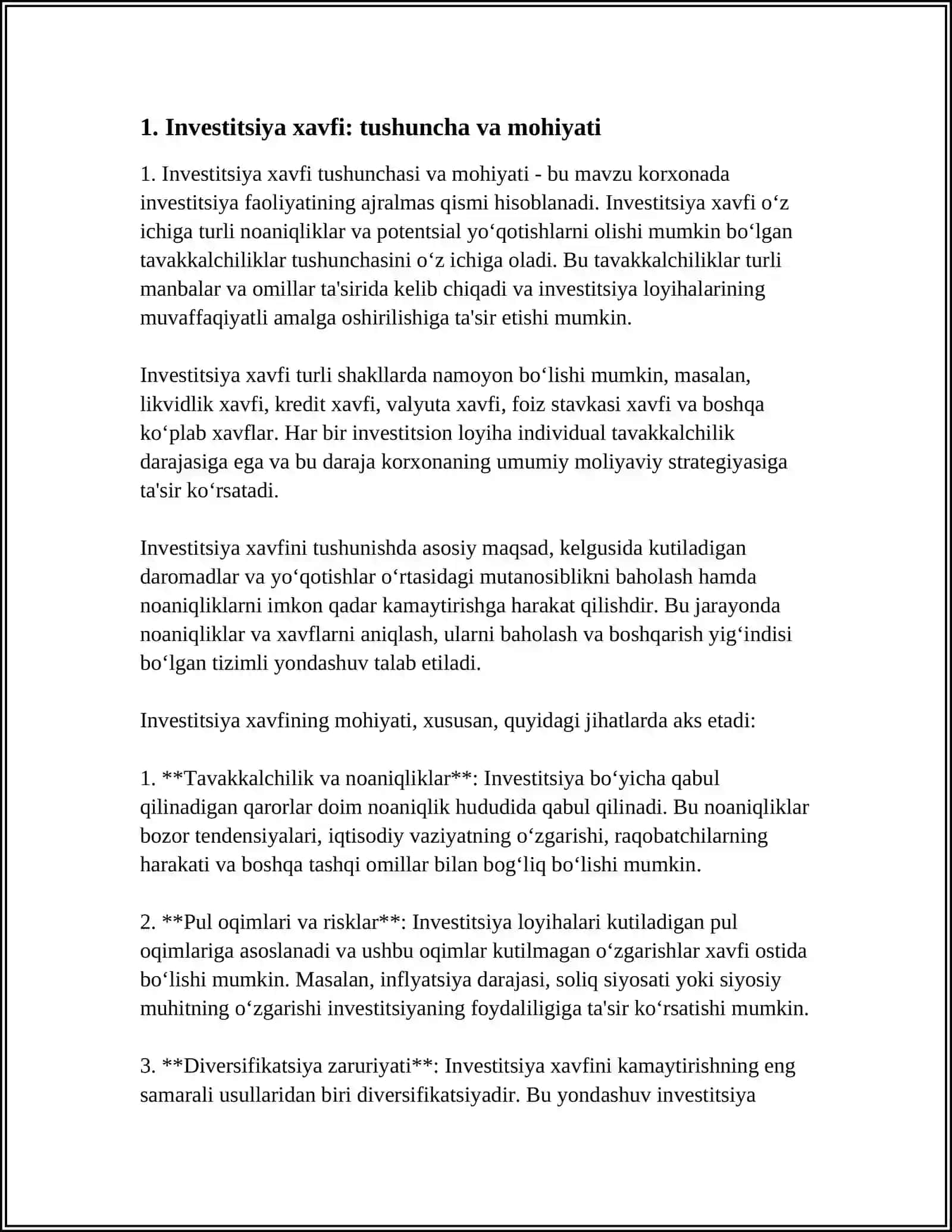 KORXONADA INVESTITSIYA RISKLARINI BOSHQARISH 3