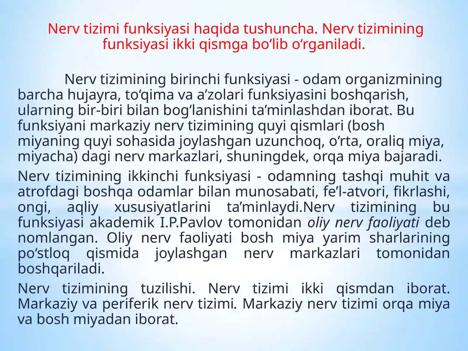 Nerv tizimi va oliy nerv faoliyati. Analizatorlar 3