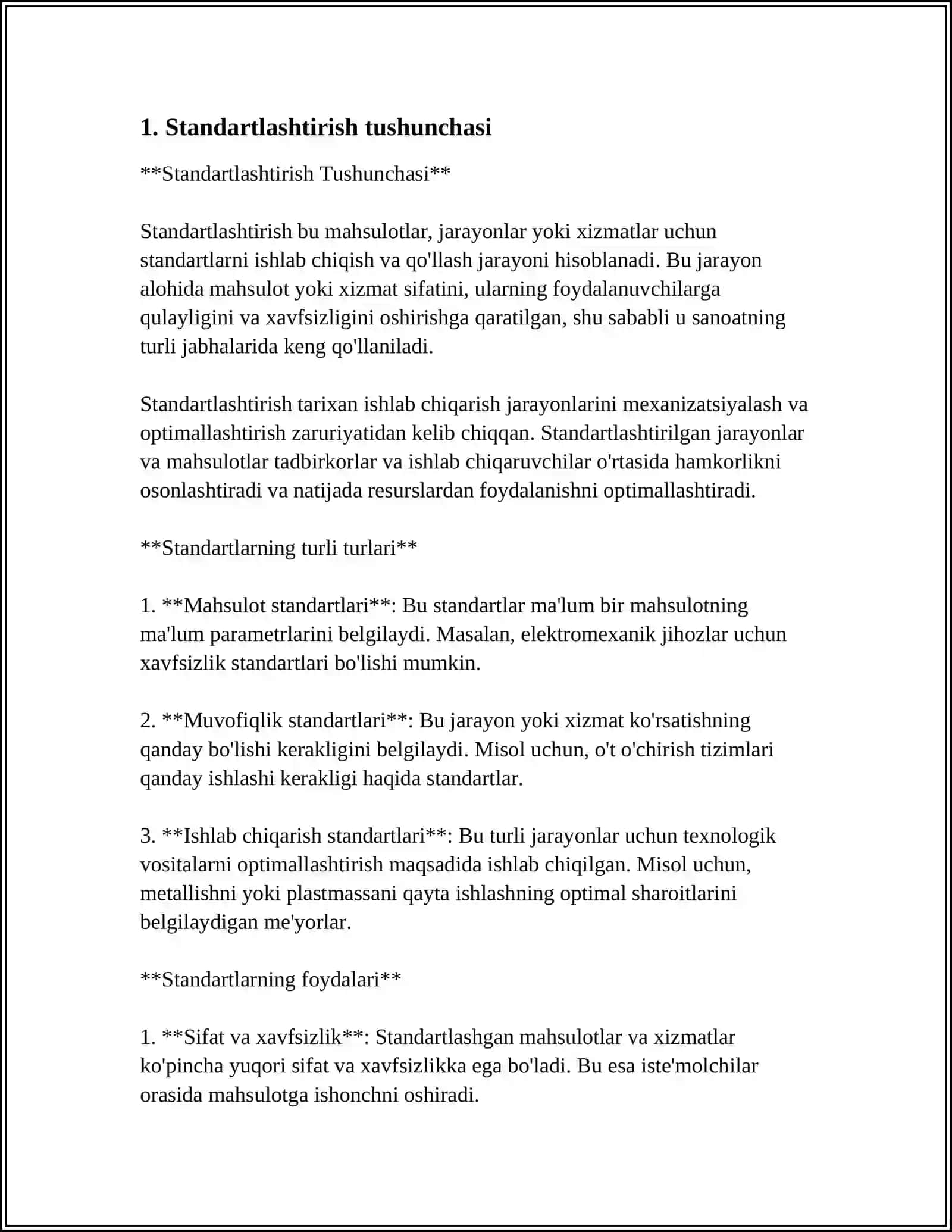 STANDARTLASHTIRISH USULLARINI O'RGANISH 3
