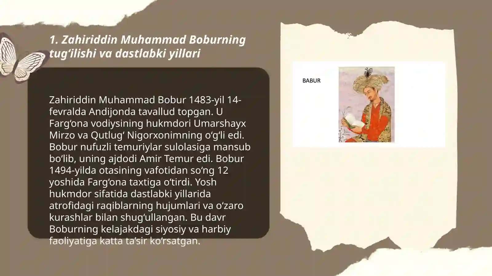 Zahiriddin Muhammad Bobur hayoti va ijodi "Boburnoma asari" 3