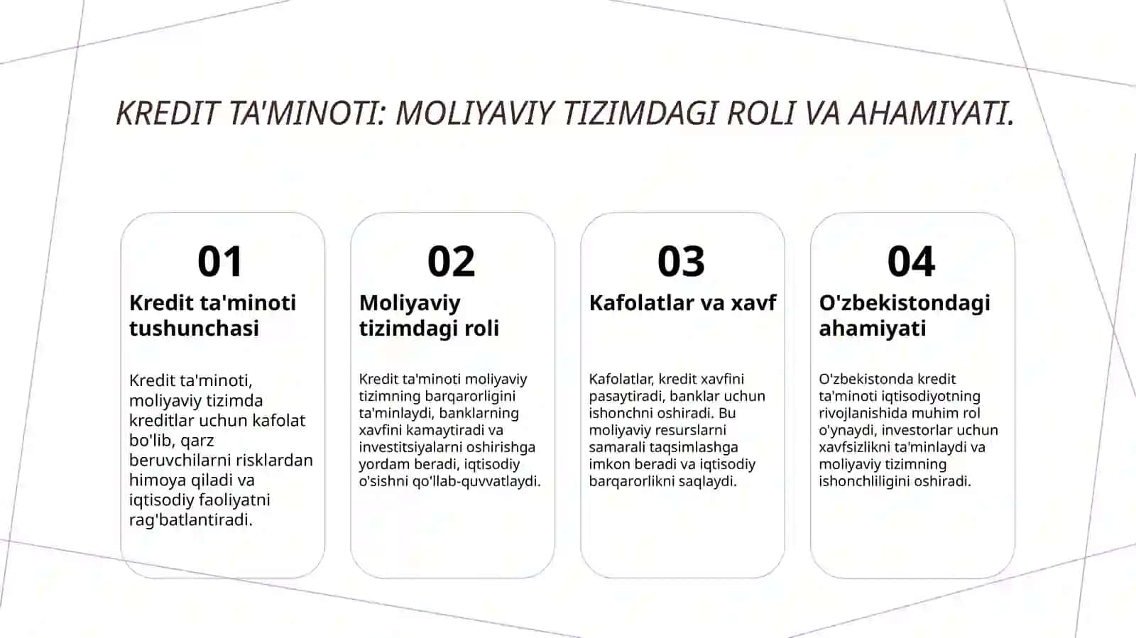 Kredit ta'minoti va uning shakllaridan foydalanish 3