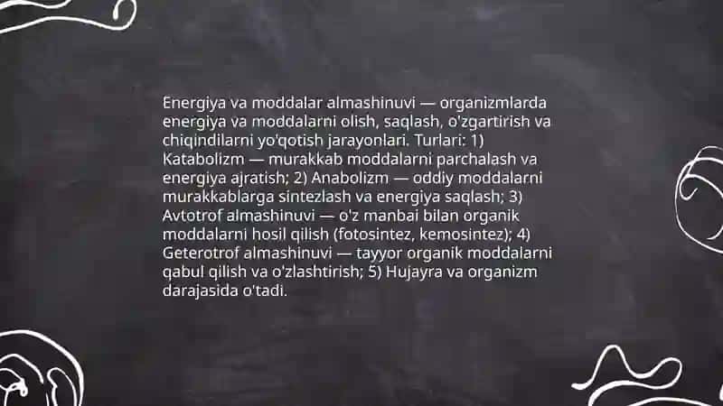 Energiya va moddalar almashinuvi 3