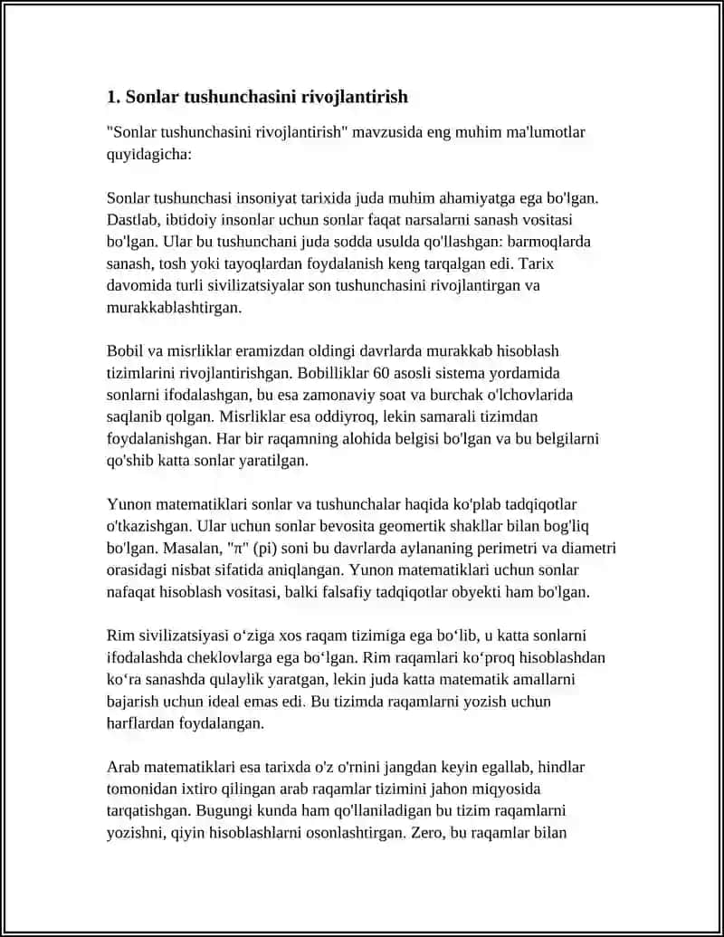 Sonlar tushunchasini rivojlantirish 3