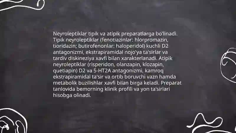 Neyroleptiklar. Trankvilizatorlar. Sedativ moddalar 3