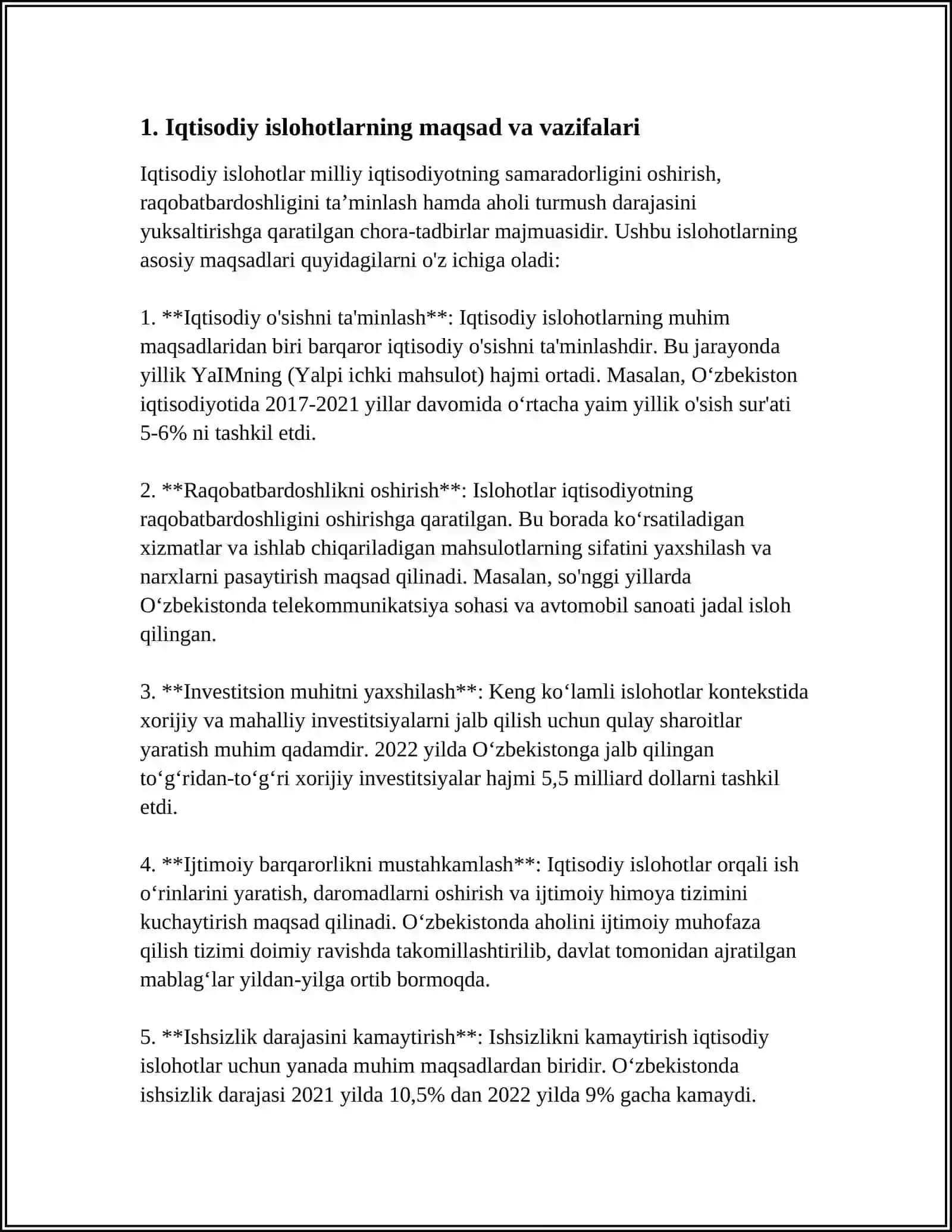 IQTISODIY ISLOHOTLAR DAVR TALABI 3