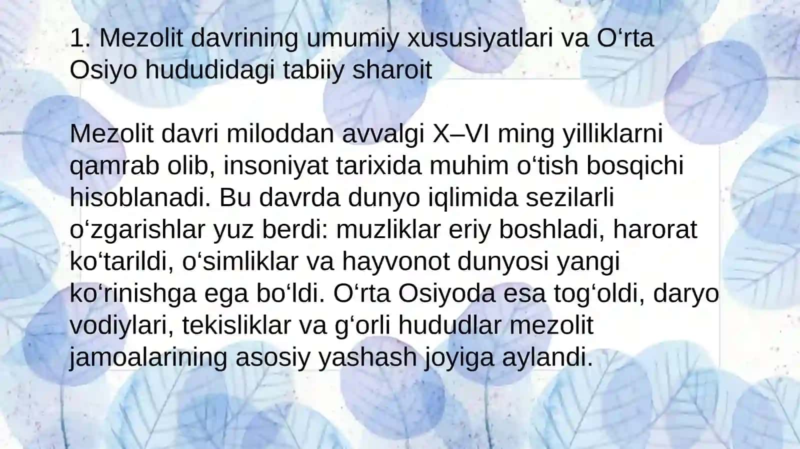 O'rta Osiyoda mezolit davri ibtidoiy manzillarining tarqalishi 3