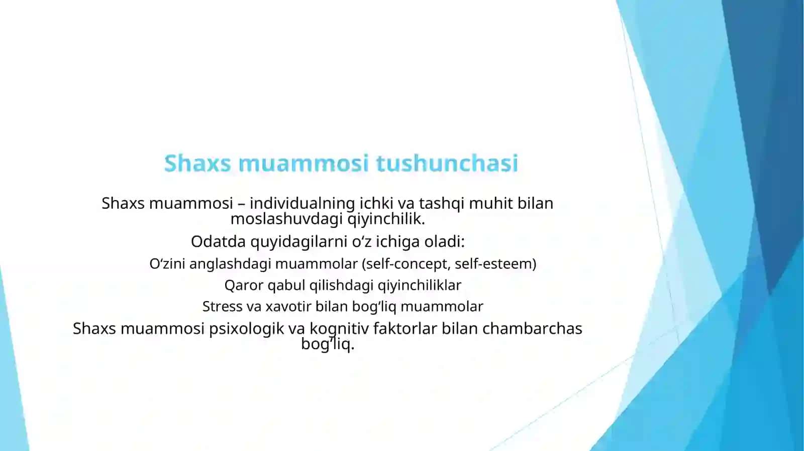 Kognitiv psixologiya va shaxs 3