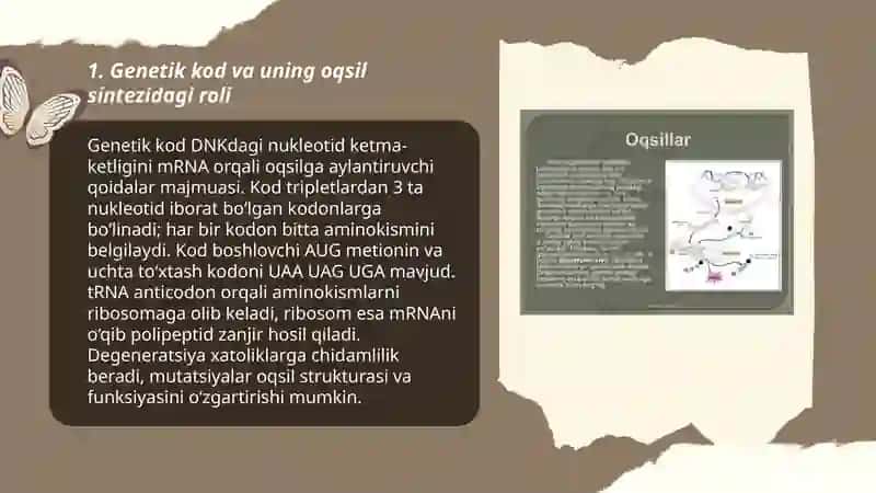 Genetik kod va uning oqsil sintezidagi roli 3