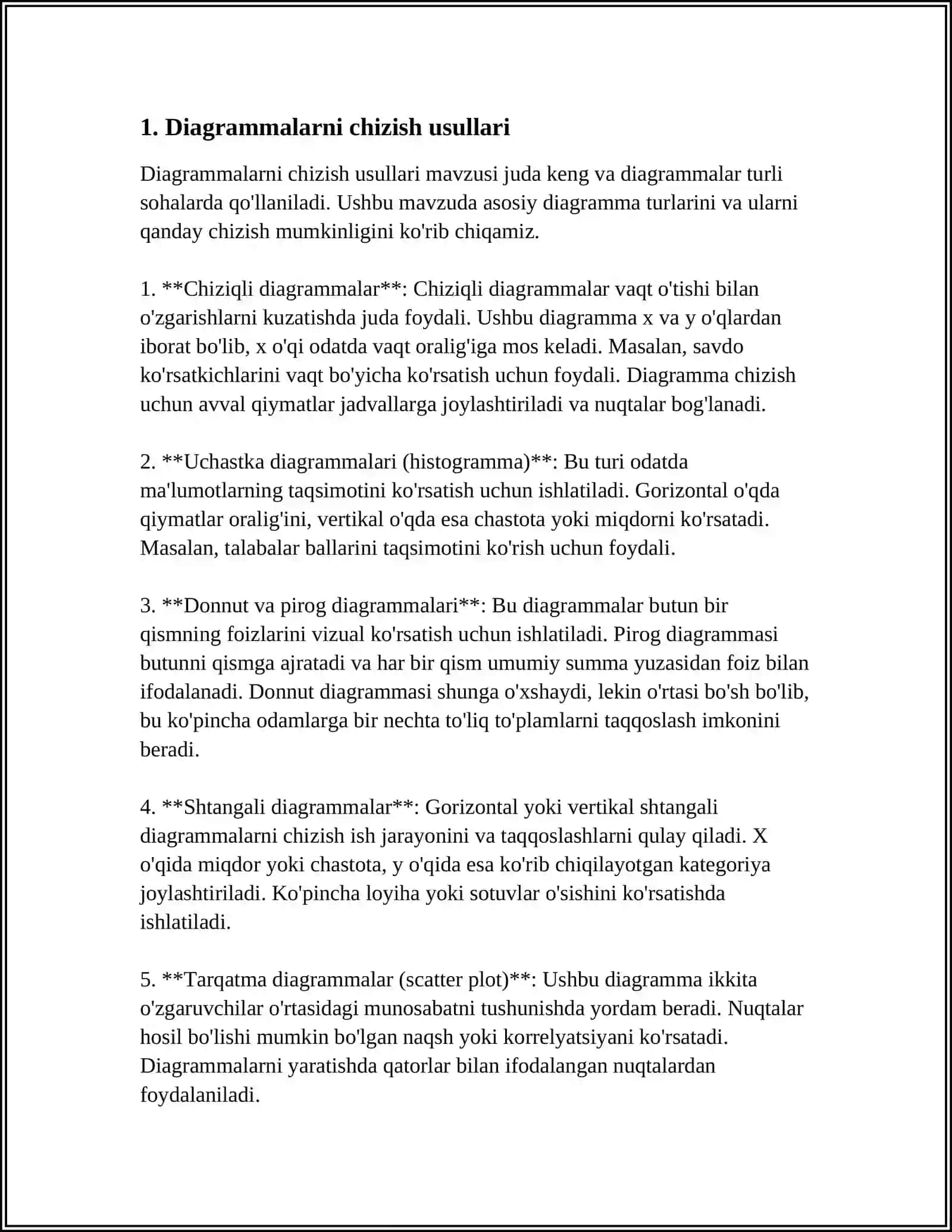 DIAGRAMMALAR USTIDA ISHLASH 3