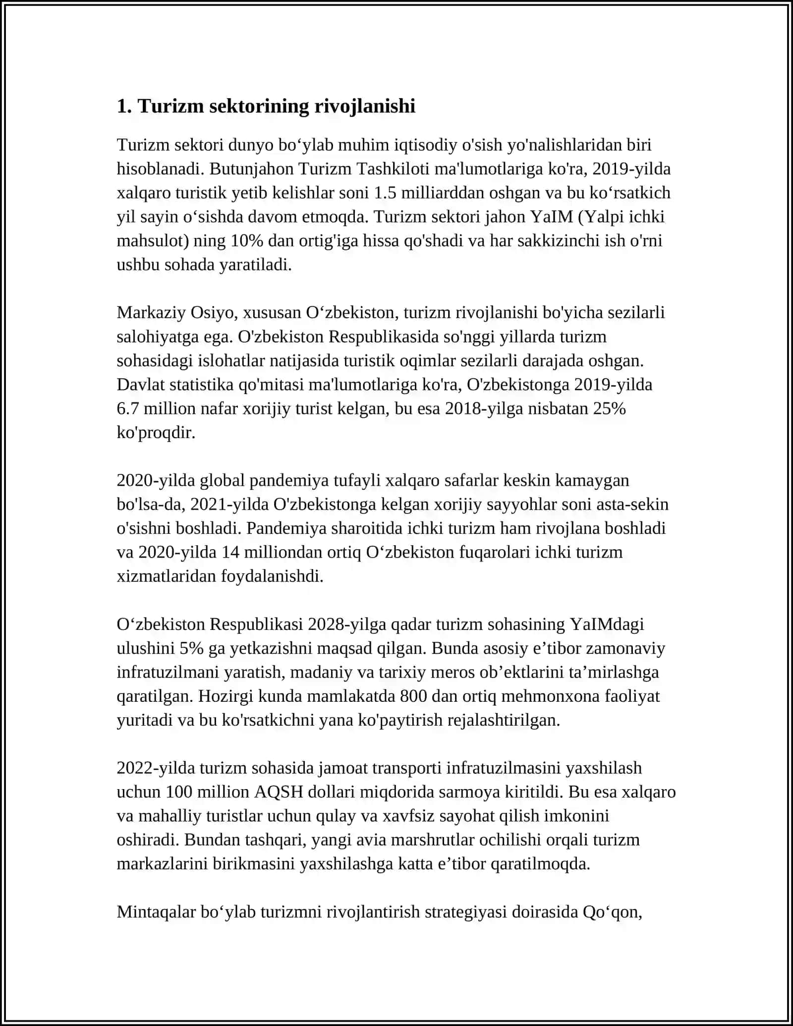 Turizm Industriyasi va Infratuzilmasi 3