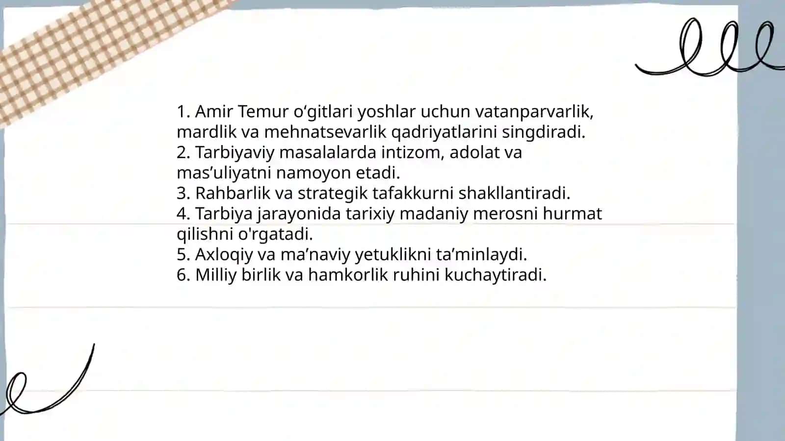 Amir Temur oʻgitlarining tarbiyaviy ahamiyati 3