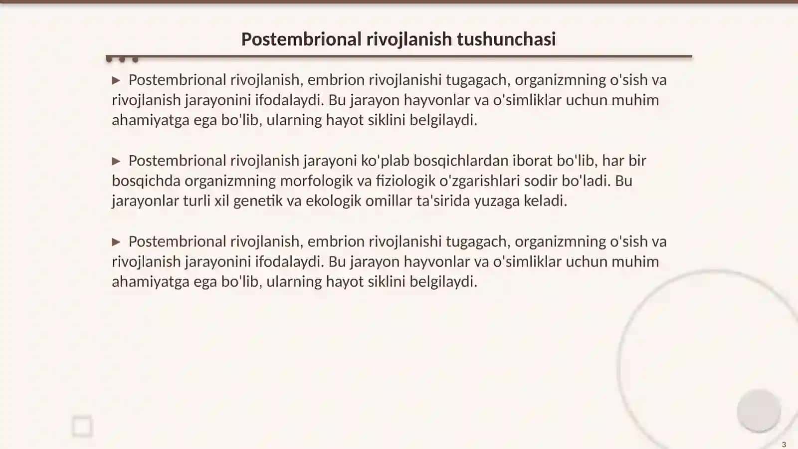 Postembrional rivojlanish 3