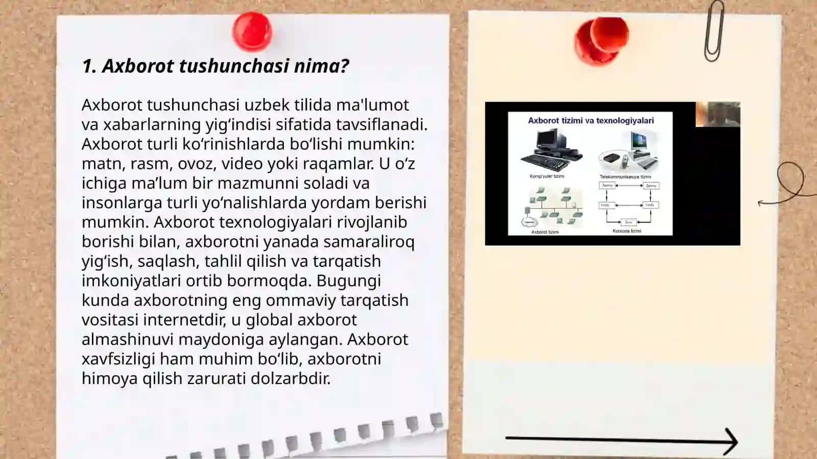 Axborot tushunchasini o'rganish metodikasi va uning turlari 3