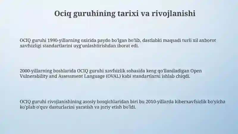 Ociqguruhning kamchiliklari 3