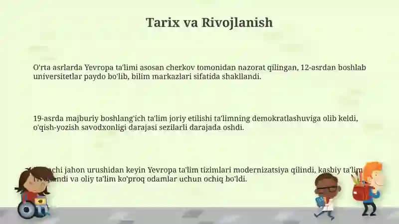 Yevropa ta'lim tizimlarining tuzilishi va rivojlanishi 3