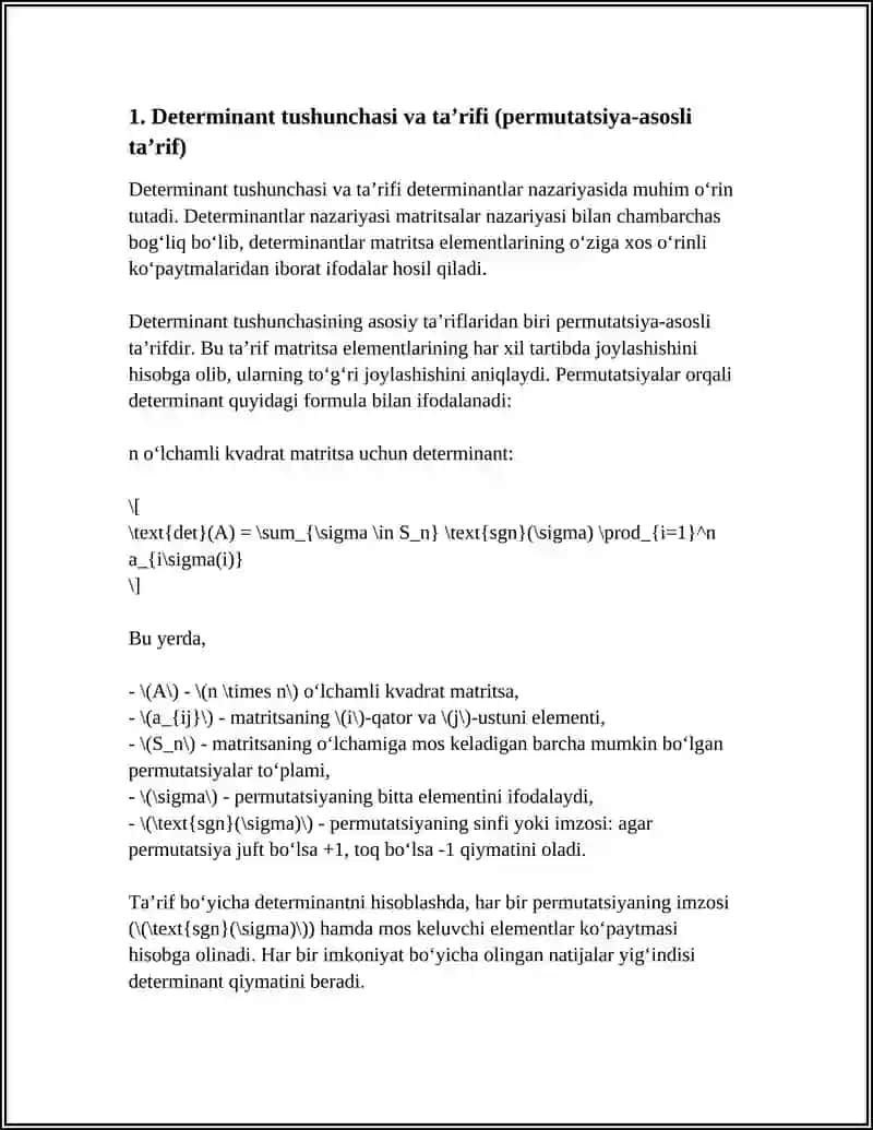 DETERMINANTLAR NAZARIYASI 3