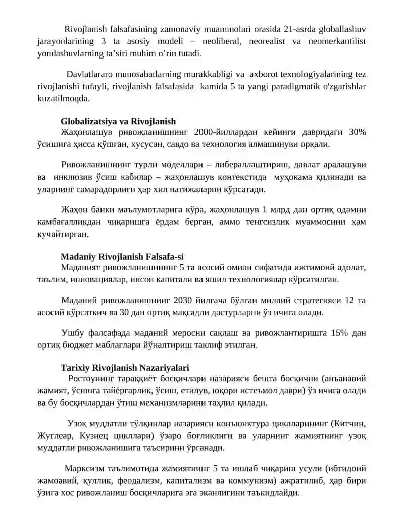 Rivojlanish falsafasi 3