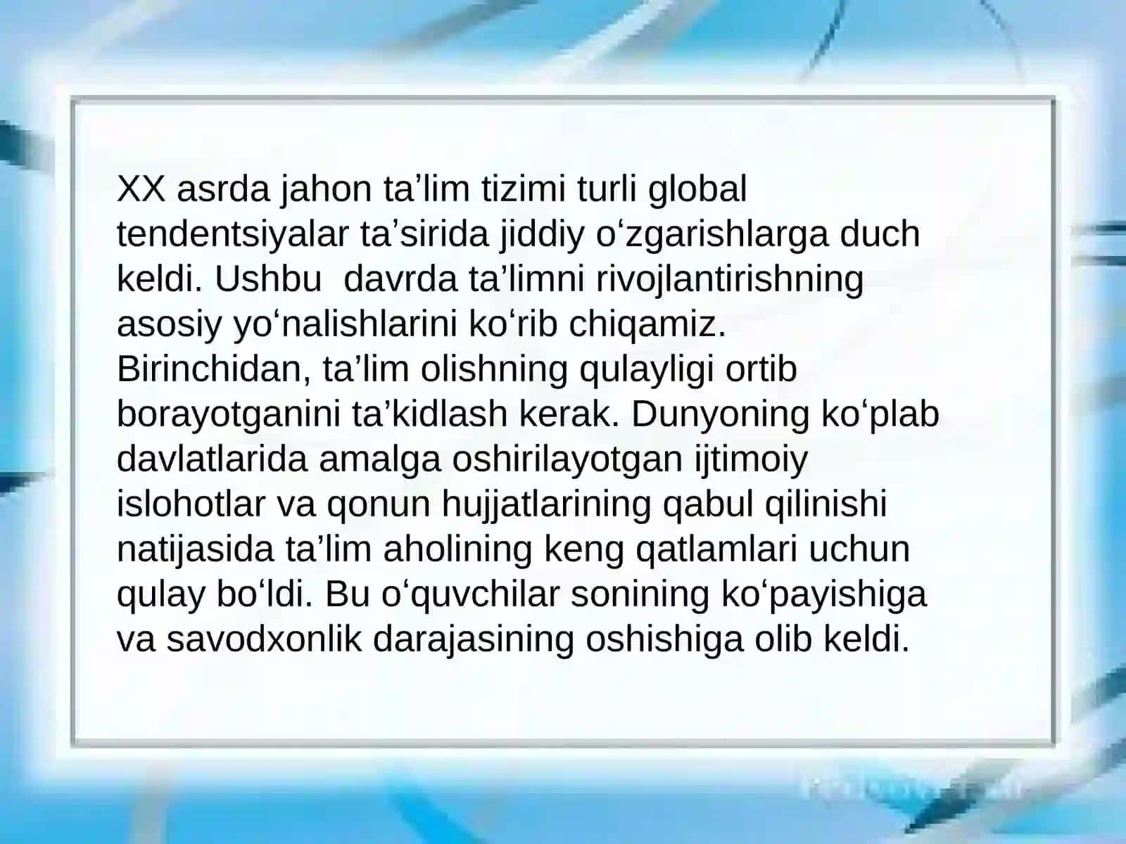 XX asr jahon ta’lim tizimidagi global tendensiyalar 3