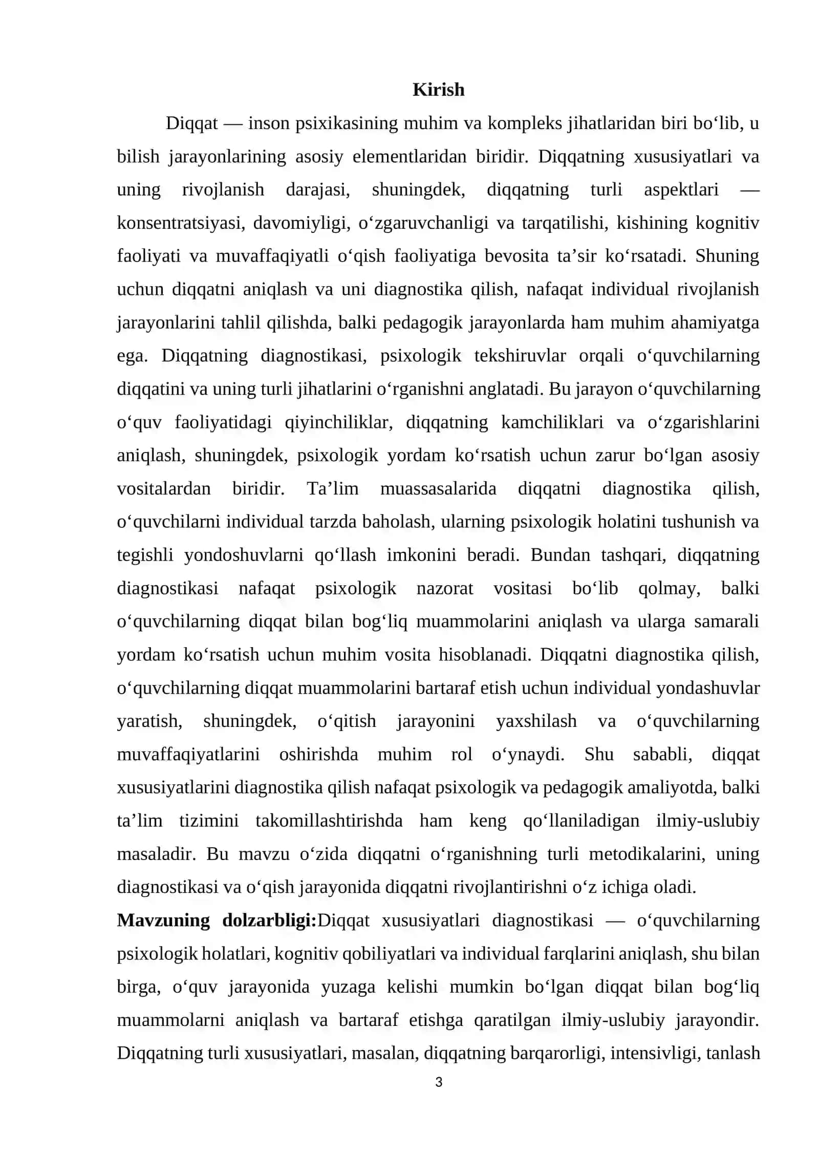 DIQQAT XUSUSIYATLARI DIAGNOSTIKASI 3