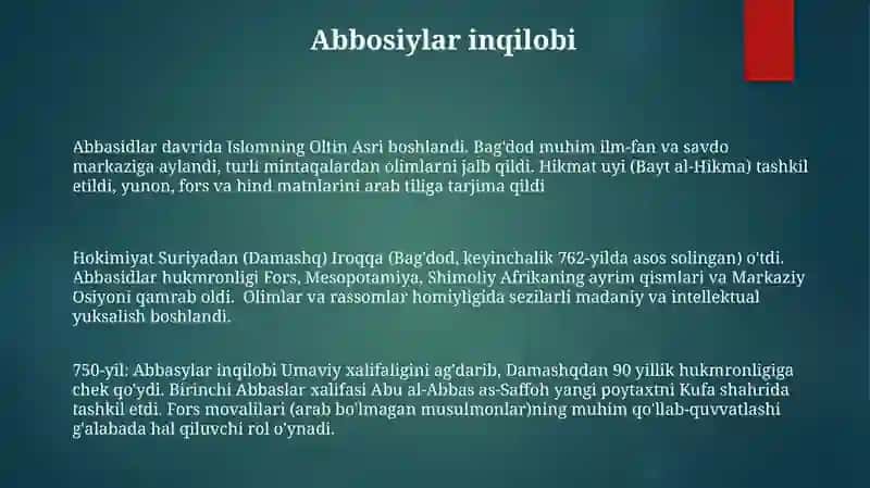 Abbosiylar sulolasining boshlanishi 3