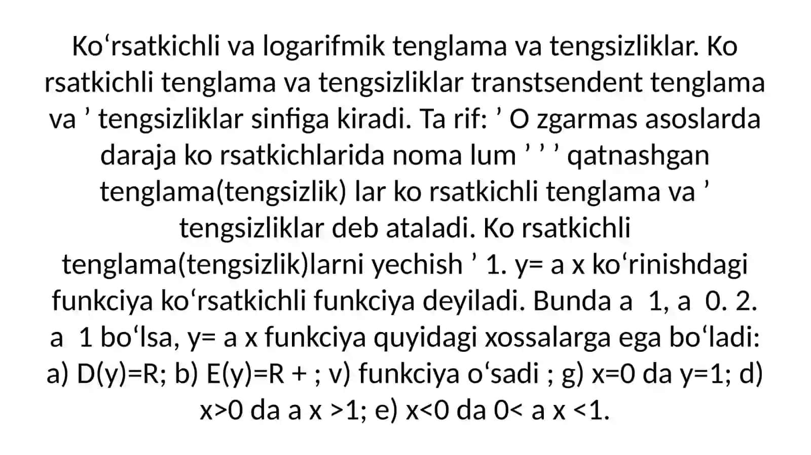Ko'rsatkichli va logarifmik tengsizliklar 3