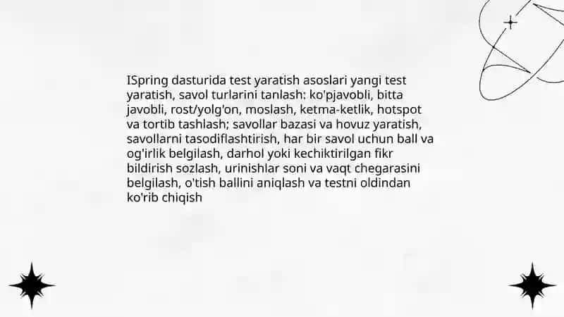 ISpring dasturida testlarni nashr qilish 3