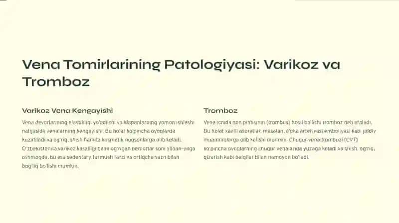 Vena va limfa tomirlari patologiyasi. Tomirlarga aralashishdagi patologiya 3