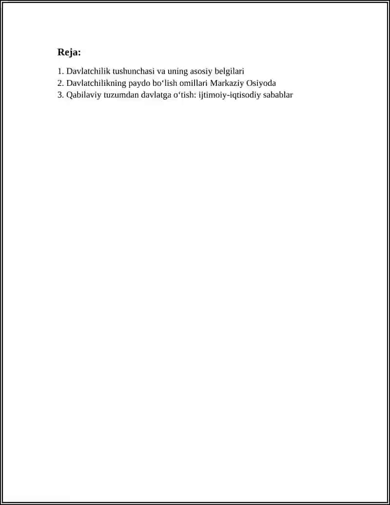 DAVLATCHILIK TUSHUNCHASI. MARKAZIY OSIYO HUDUDIDAGI ILK VA ANTIK DAVR DAVLATLARI 3