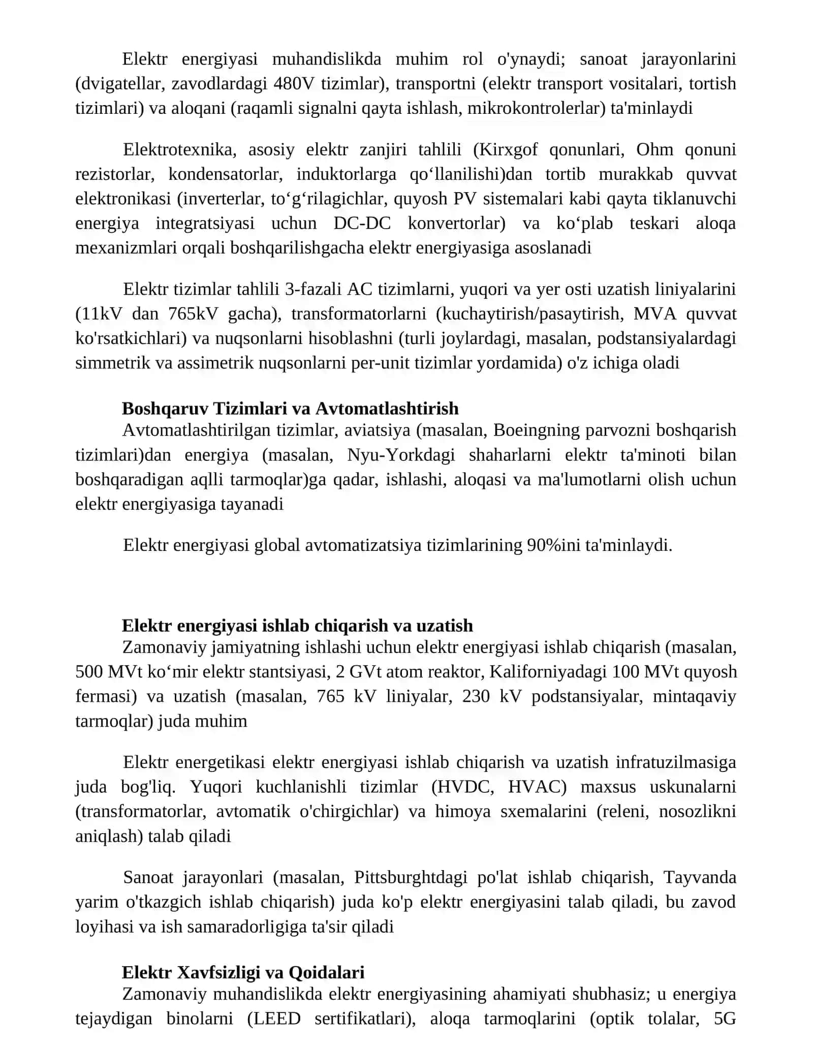 Elektr energiyaning oʼrni va ahamyati 3