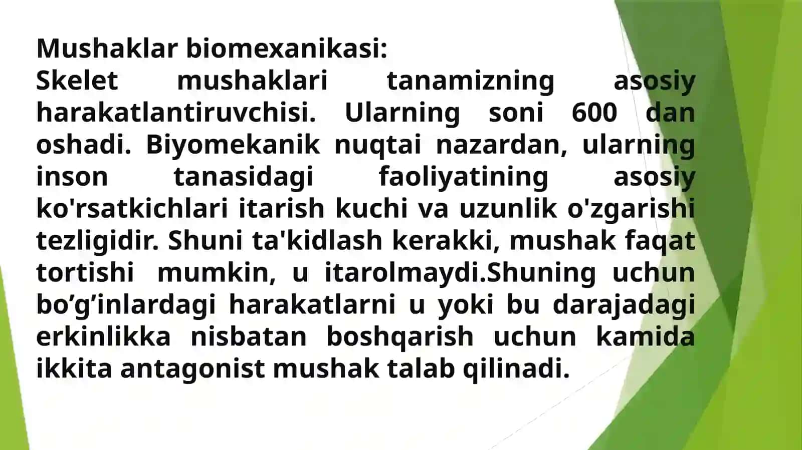 Mushaklar ishining biomexanikasi 3