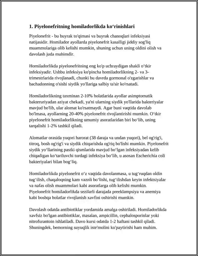 HOMILADORLIK DAVRIDAGI PIYELONEFRIT 3