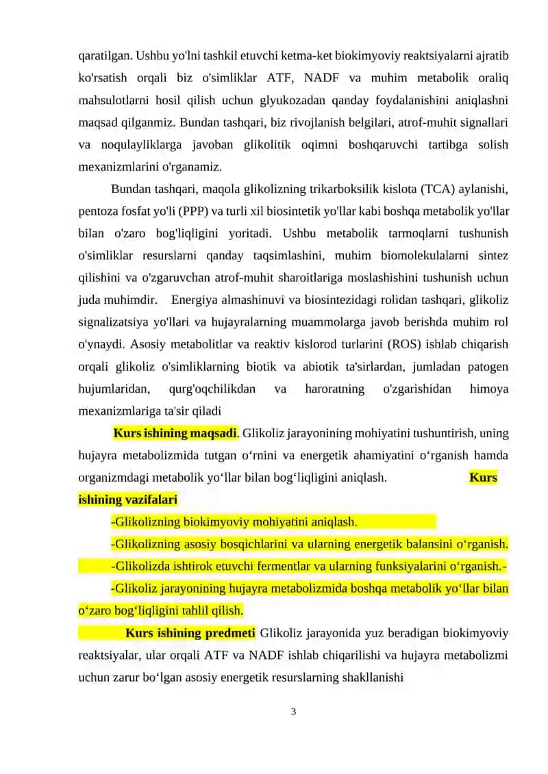 GLIKOLIZ VA UNING HUJAYRA METABOLIZMIDAGI O'RNI 3