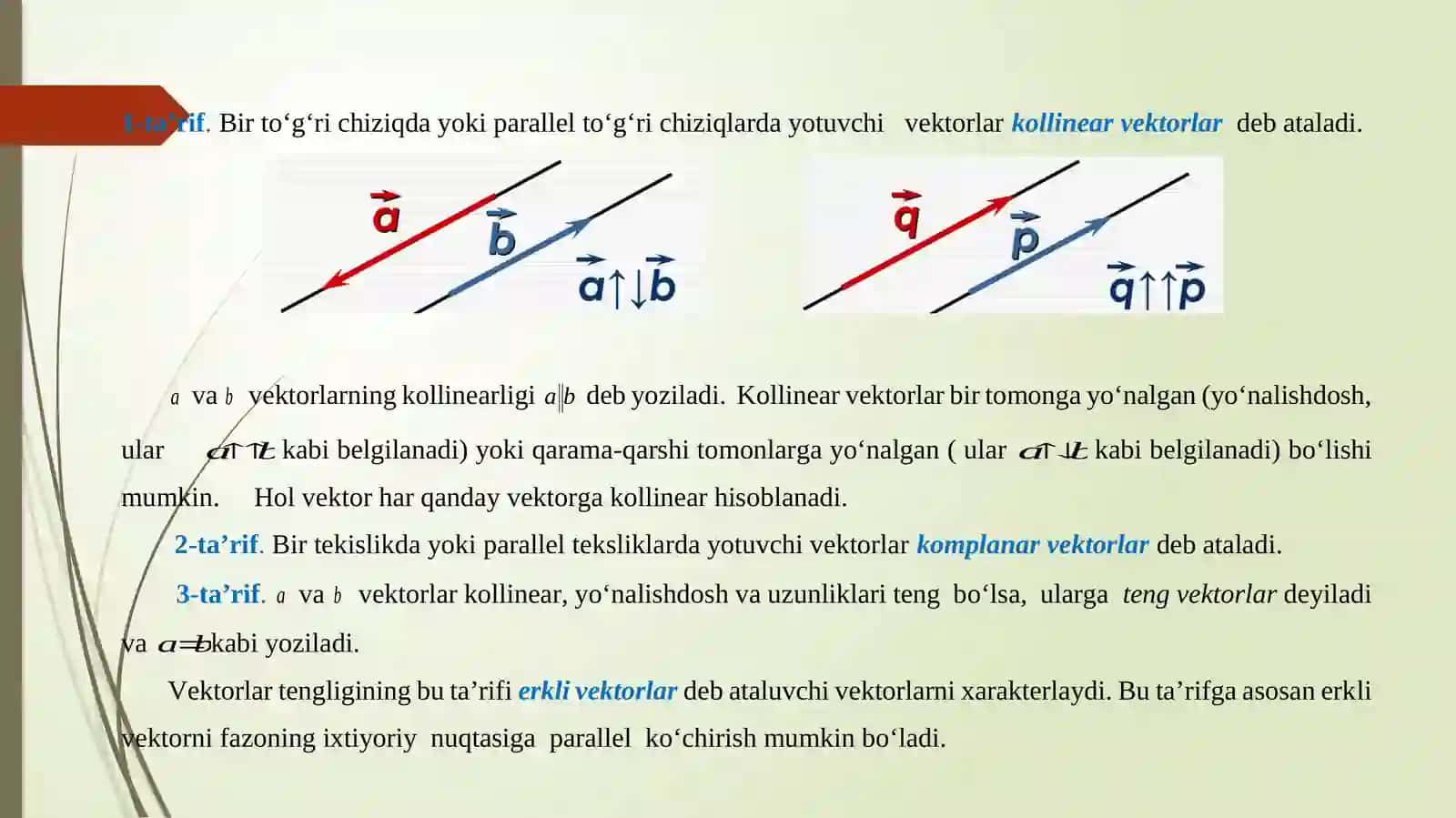 Tekislikda Vaziyat Dava Faz Vektorlar 3