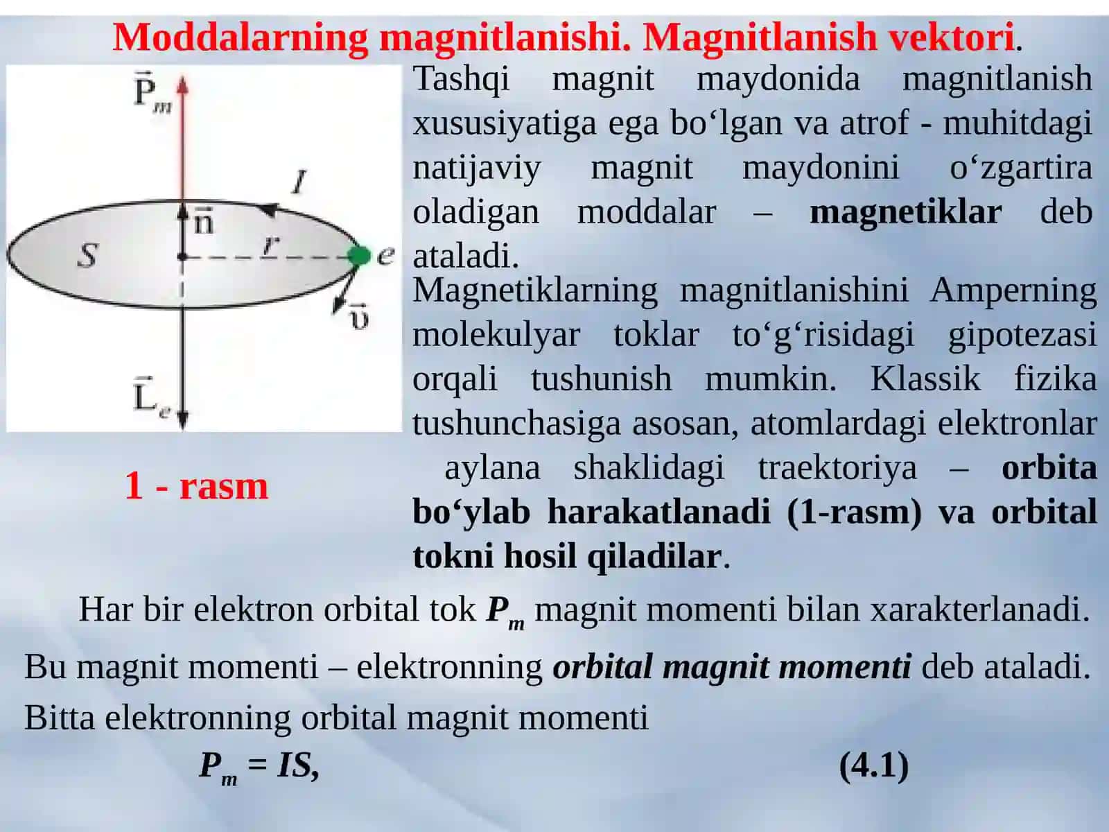 MAVZU: MODDALARNING MAGNITXUSUSIYATLARI 3