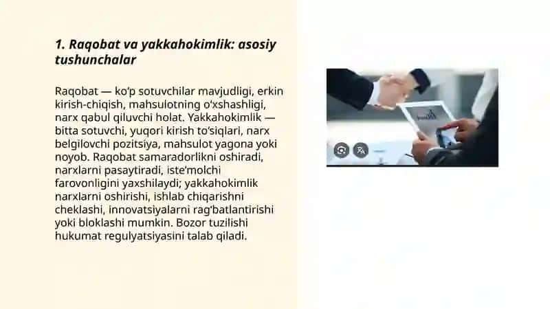 Raqobat va yakkahokimlik 3