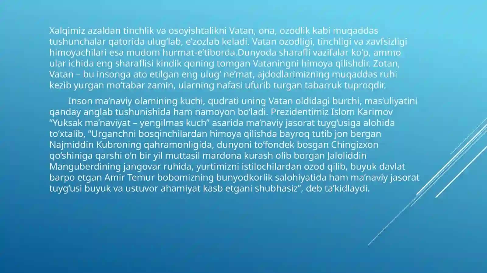 VATANGA VA XALQQA SADOQAT BILAN XIZMAT QILISH -   OLIY BURCH 3