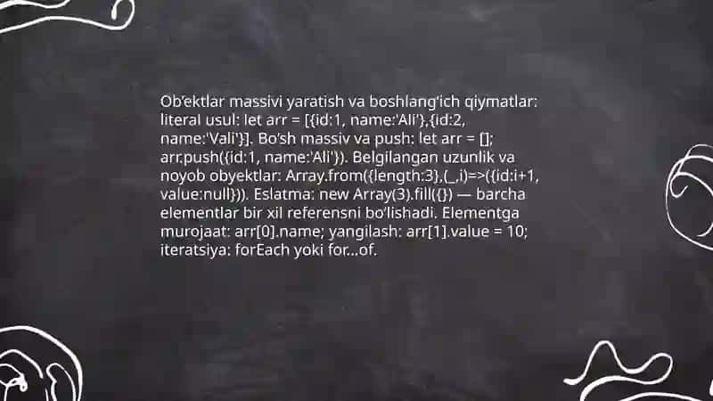 Ob’ektlar massivi bilan ish yuritish 3