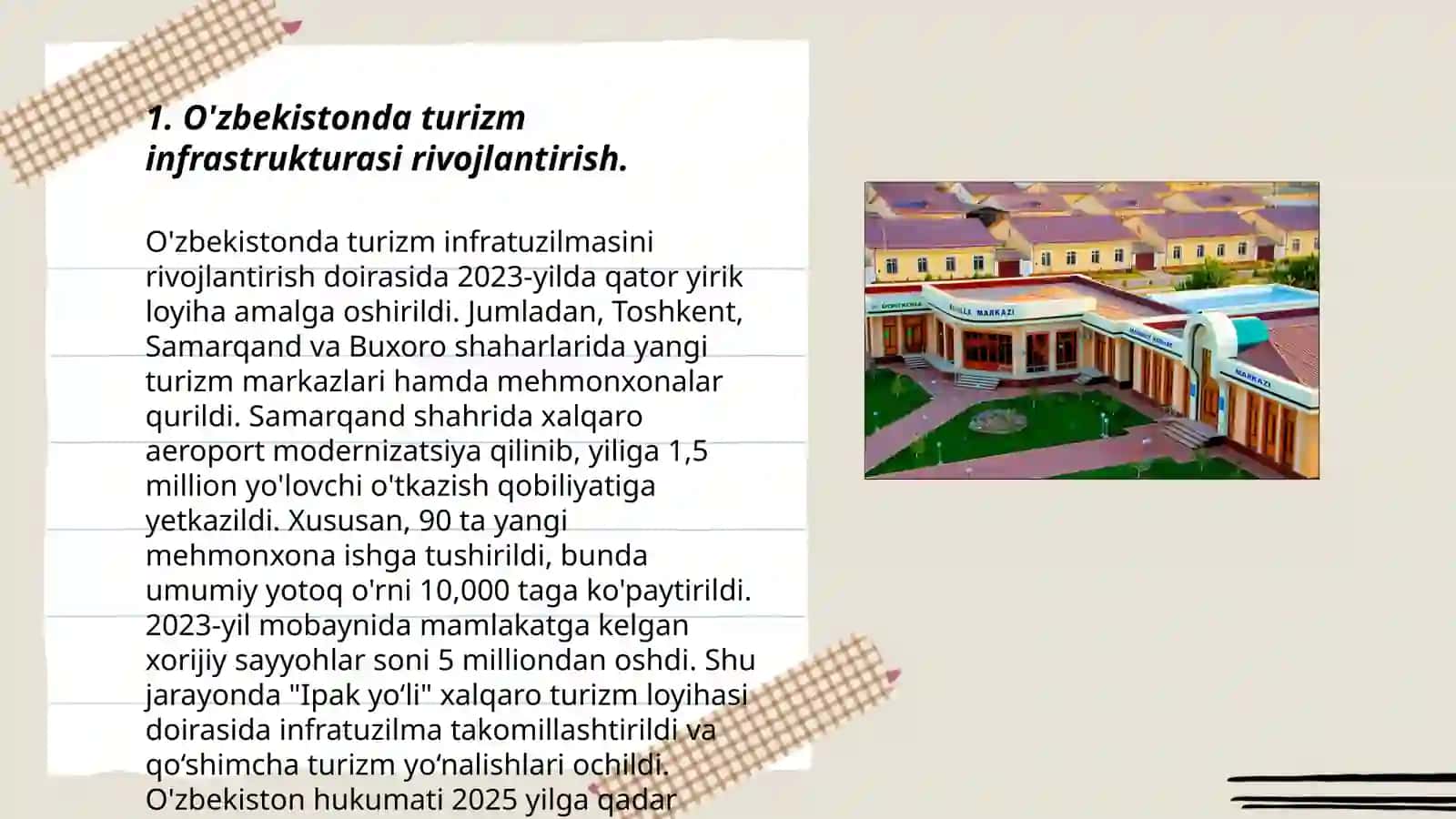 O'ZBEKISTON RESPUBLIKASIDA TURIZMNI MILLIY DARAJADA TASHKIL ETISH 3