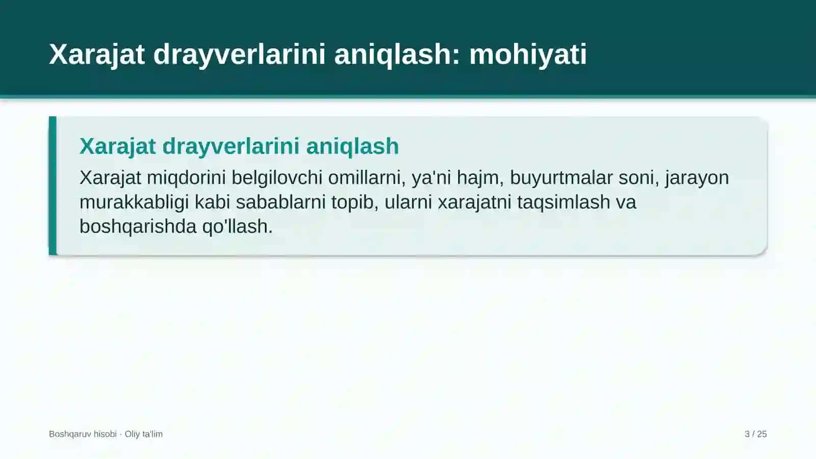 Dilerlik tarmoqlarida xarajat drayverlarini aniqlash 3