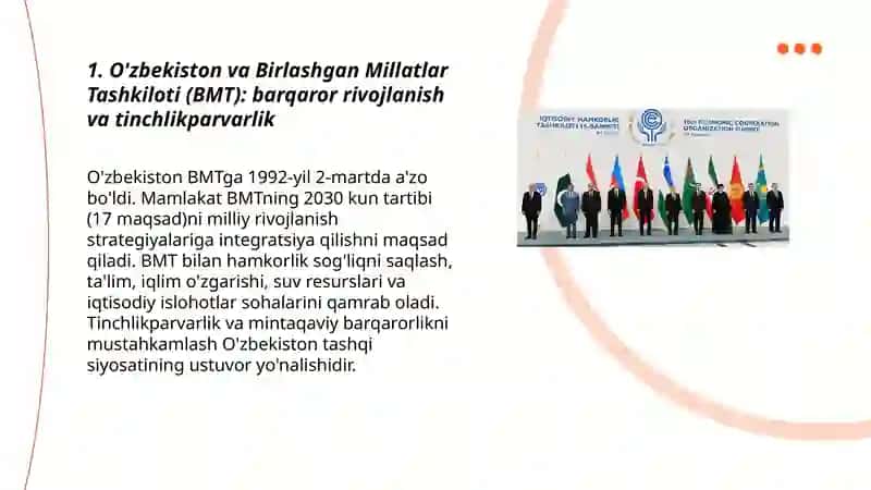 O'zbekistonning xalqaro tashkilotlar bilan hamkorlik aloqalari 3