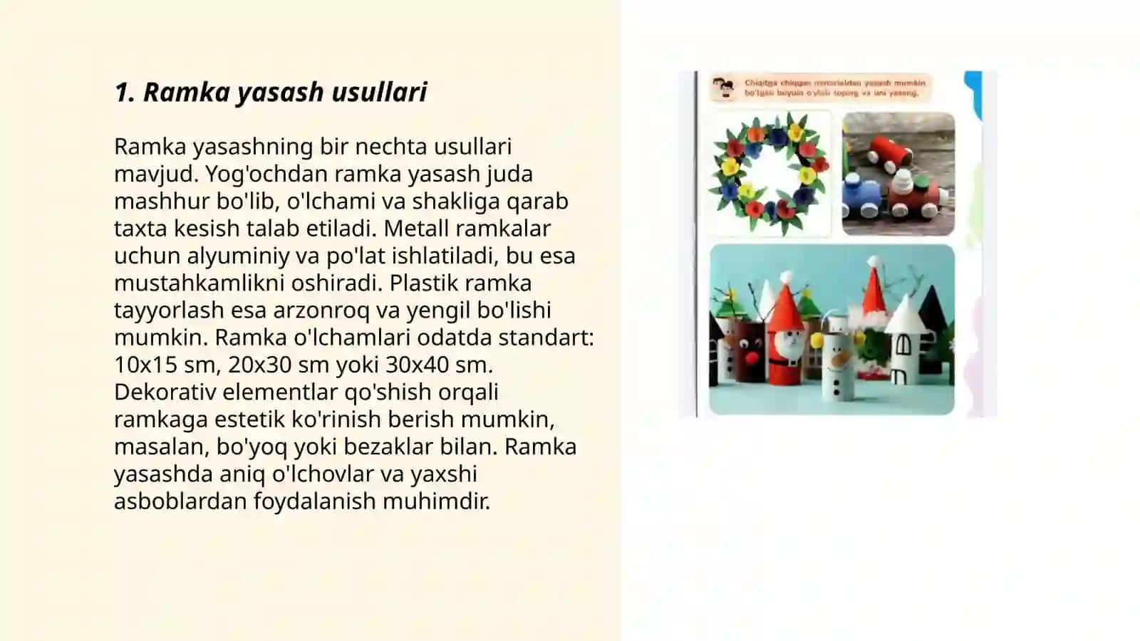 3-sinf texnologiya Ramka mavzusi 3
