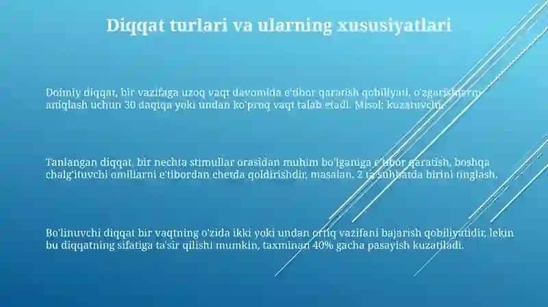 Diqqat tur va ularning xususiyatlari 3