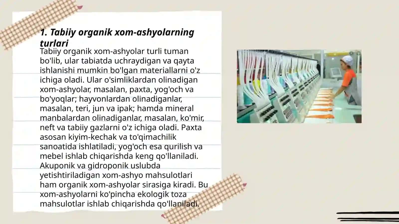 Tabiiy organik xom-ashyo organik moddalar manbai 3