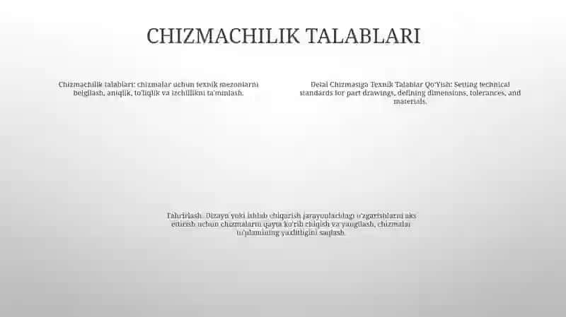 Detal Chizmasiga Texnik Talablar QoʻYish Va Tahrirlash 3